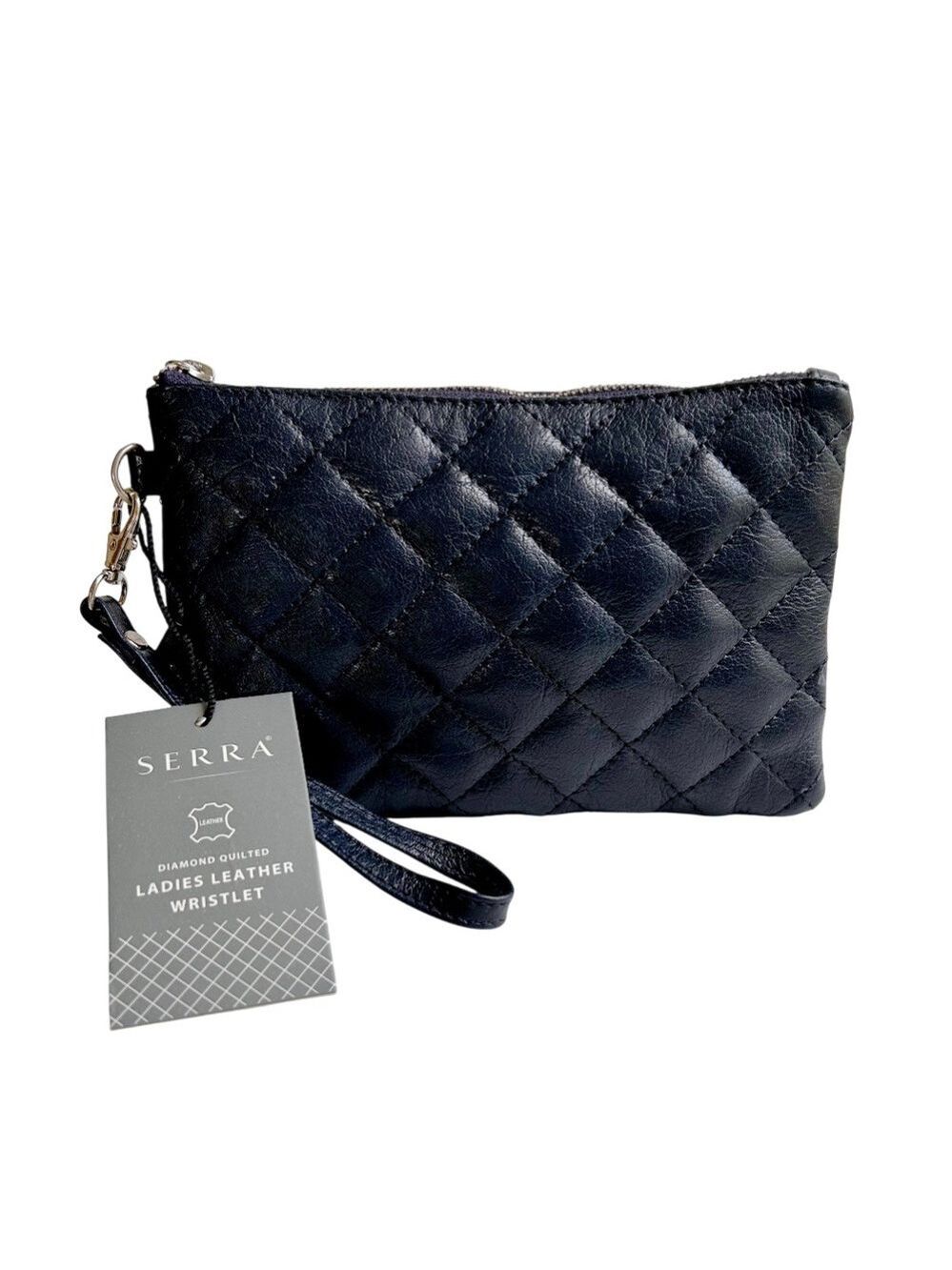 Serra Diamond Quilted Leather Wristlet NWT